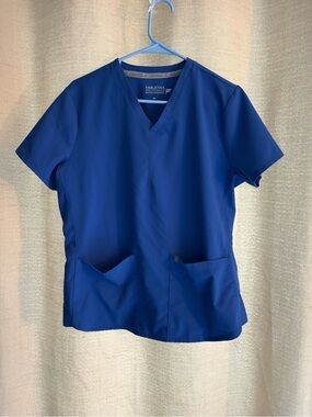 Fabletics medium Scrub Top and Large scrub straight leg pants in Royal Blue